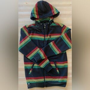 Skullcandy Unisex Oversized Rasta Reggae Black Zip Hoodie Small